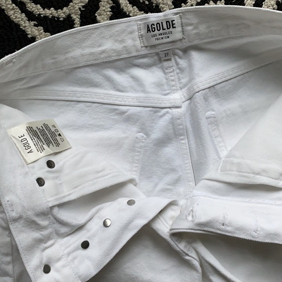 Agolde white high rise denim shorts size 27 - Picture 10 of 14